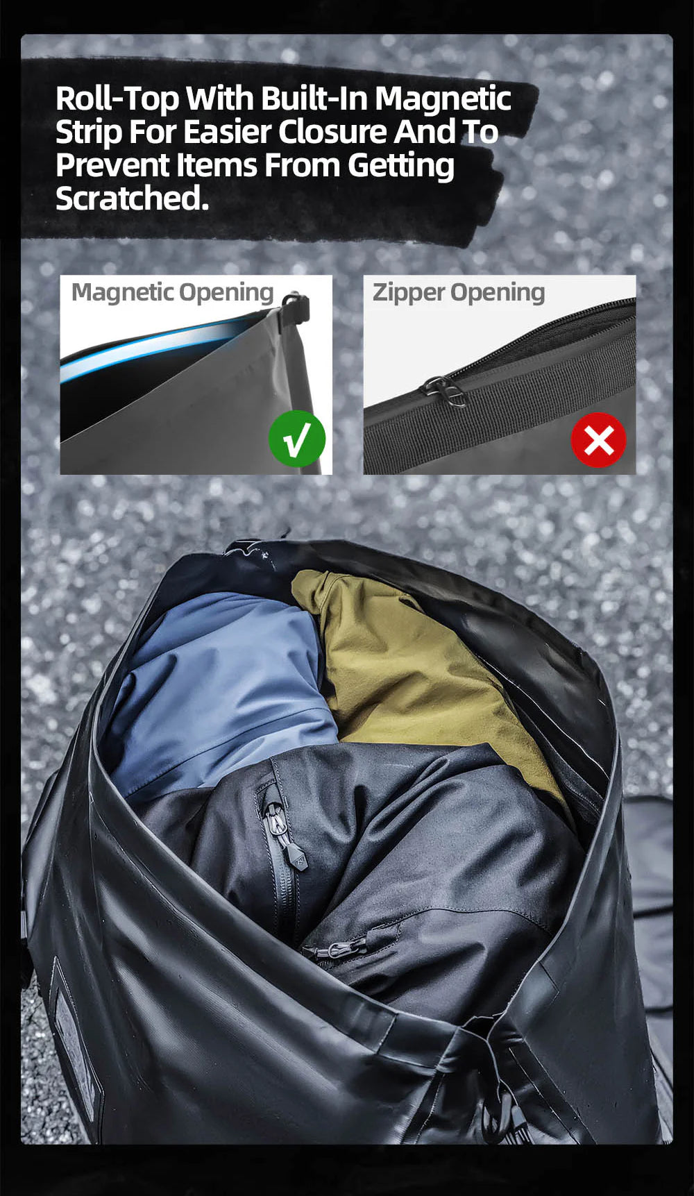 MYS2403BK - Warrior Series X 40L Duffel Bag Magnetic Opening