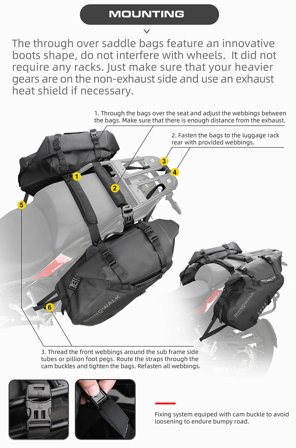 MT1448 - Motorcycle waterproofthrough over saddle bags 24L - 48L