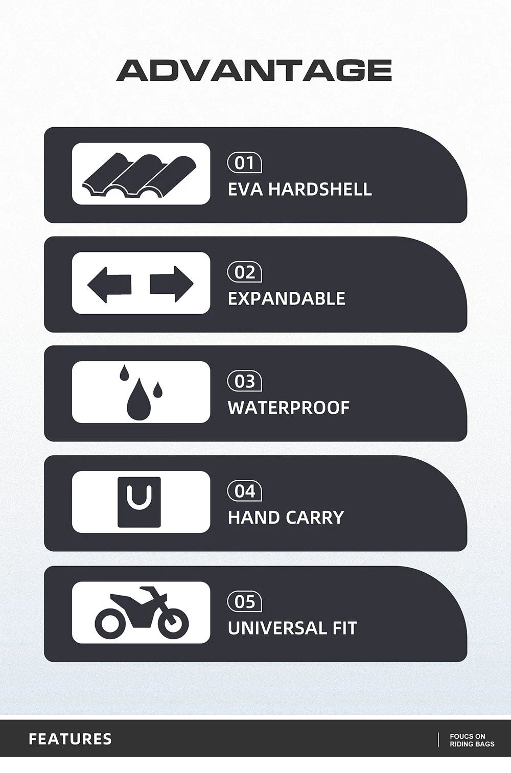 MT2335 - Expandable Motorcycle Tail Bag Cargobag 23L - 35L