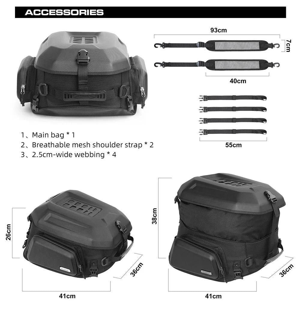 MT2335 - Expandable Motorcycle Tail Bag Cargobag 23L - 35L