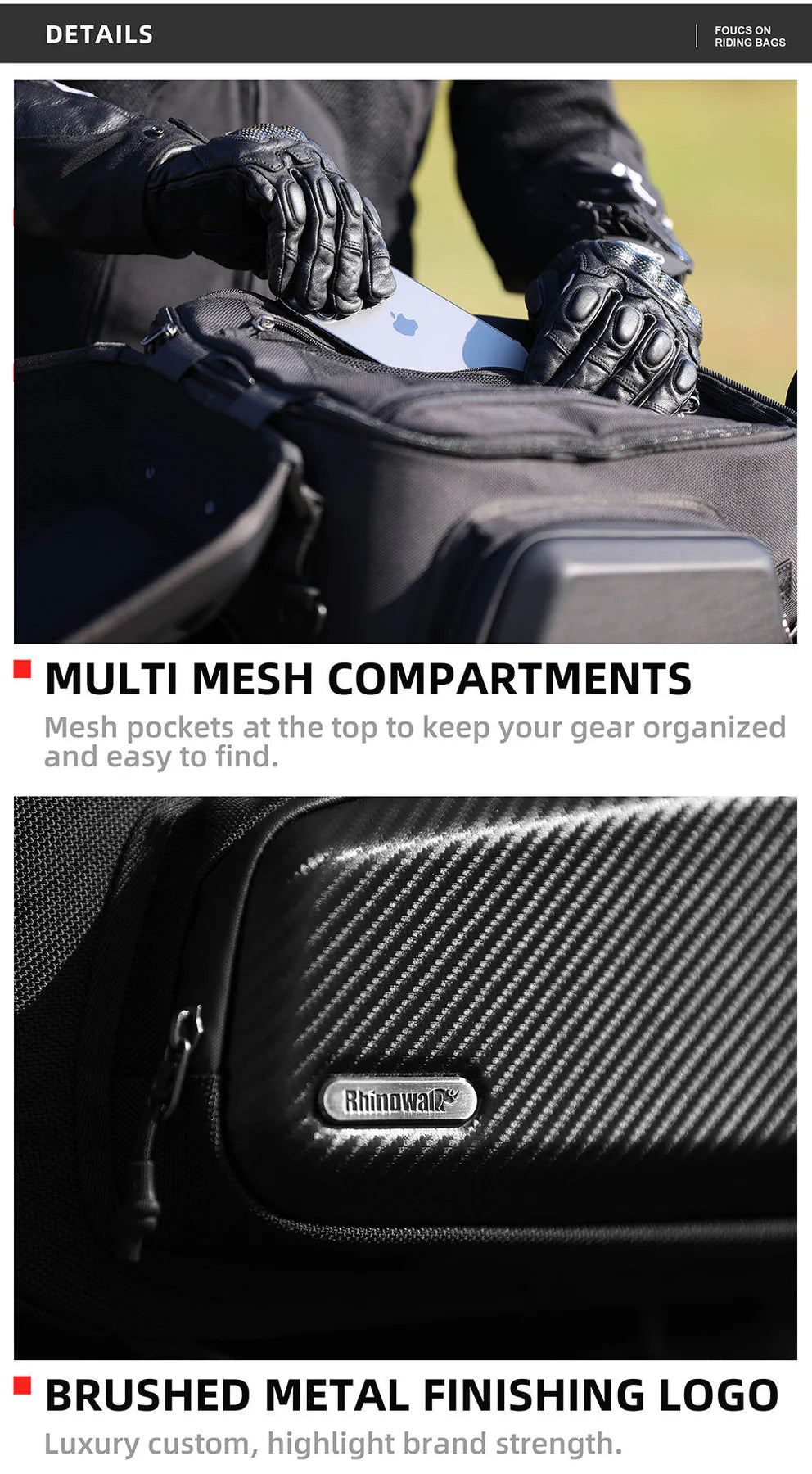 MT2335 - Expandable Motorcycle Tail Bag Cargobag 23L - 35L