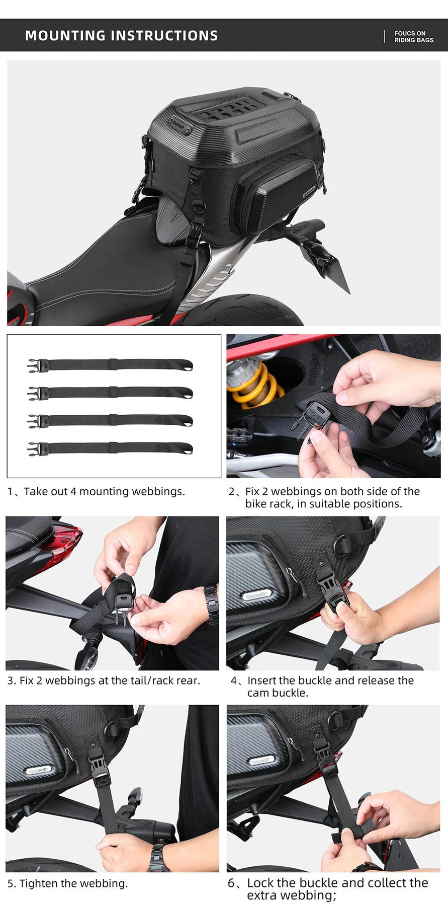 MT2335 - Expandable Motorcycle Tail Bag Cargobag 23L - 35L