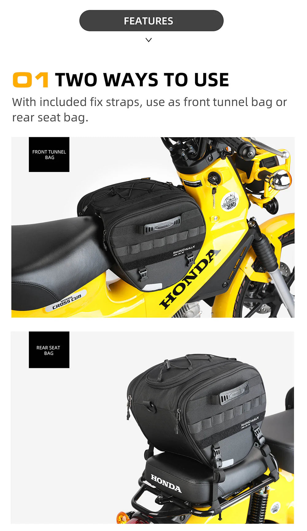 MTR5001 - Multifunctional motorcycle scooter tunnel bag 15L