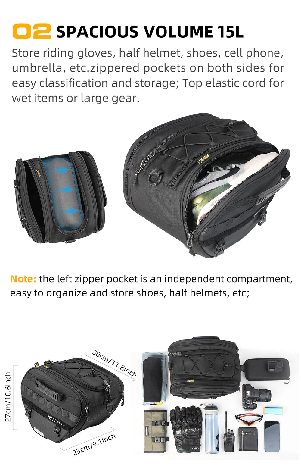 MTR5001 - Multifunctional motorcycle scooter tunnel bag 15L
