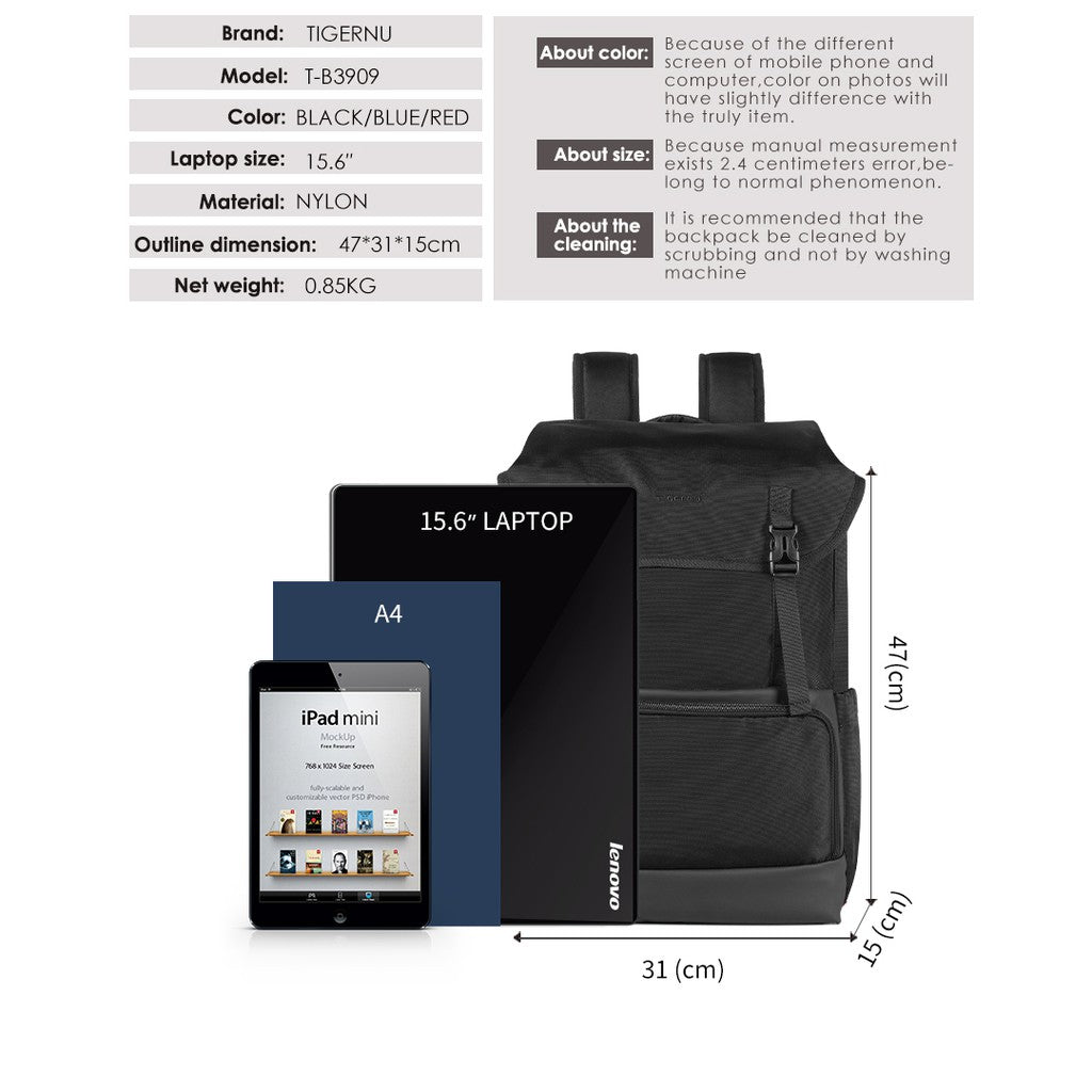 Tigernu T-B3909 Anti theft 15.6 inch Laptop Travel Splashproof Backpack Bag