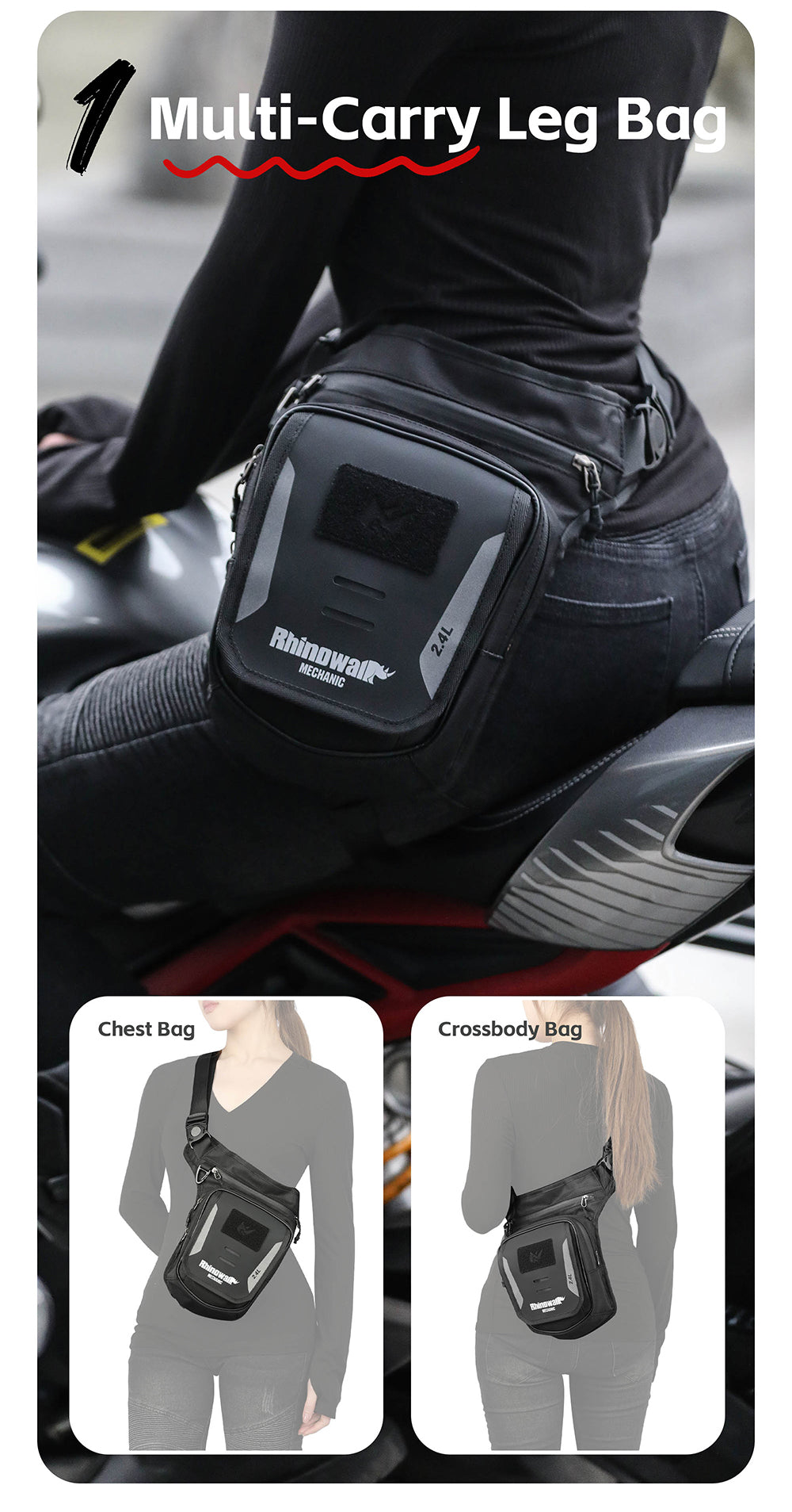 MJX2008BK - Mechanic 2.4L Multifunctional Leg Bag (tank bag)