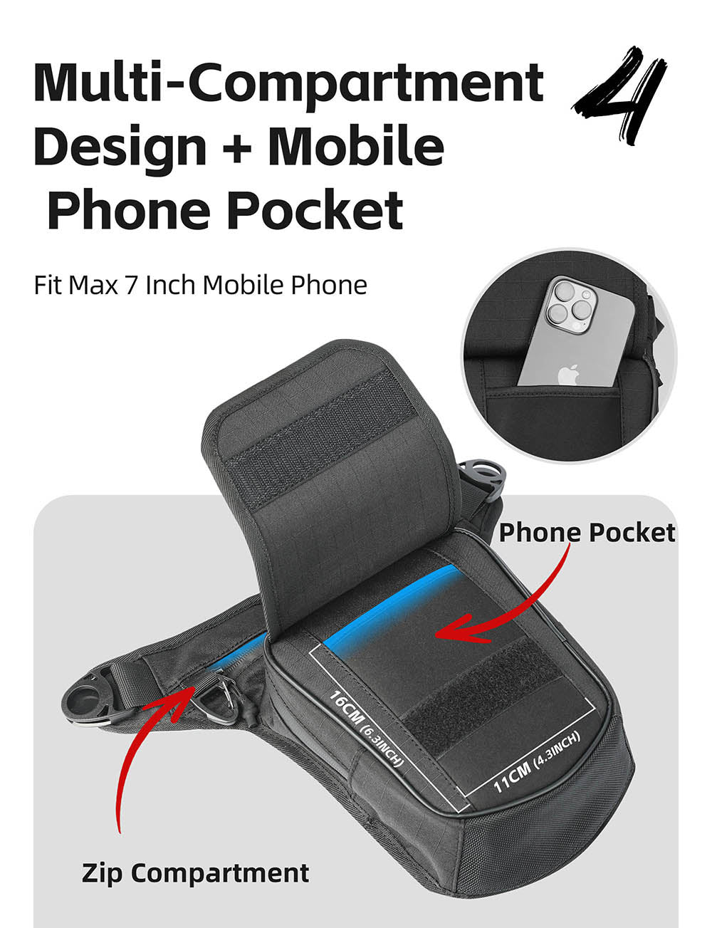 MJX2008BK - Mechanic 2.4L Multifunctional Leg Bag (tank bag)