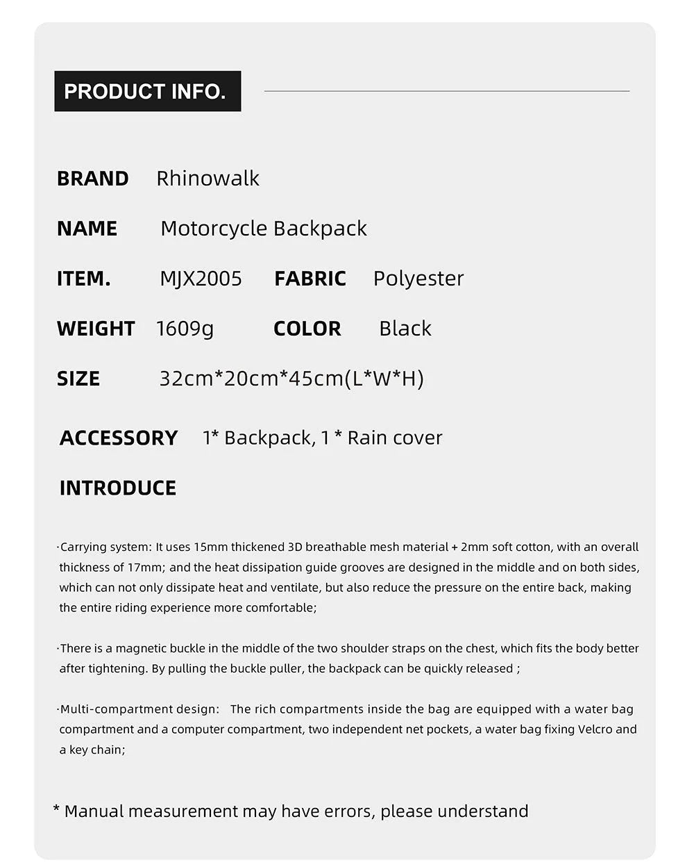 MJX2005 - Mechanic Motorcycle Backpack 23L