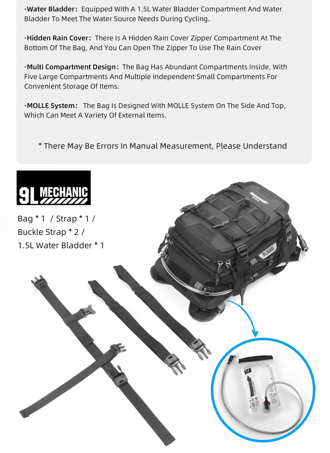 MJX2002 - Mechanic Motorcycle Tank Bag 9L