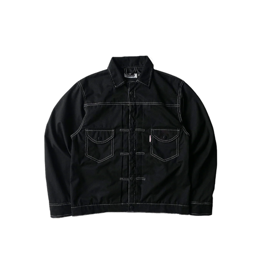 THINKCHAMP - BUCCANEER TWILL TYPE-2 JACKET IN BASALT BLACK | SCARLET TAG BY THINKCHAMP