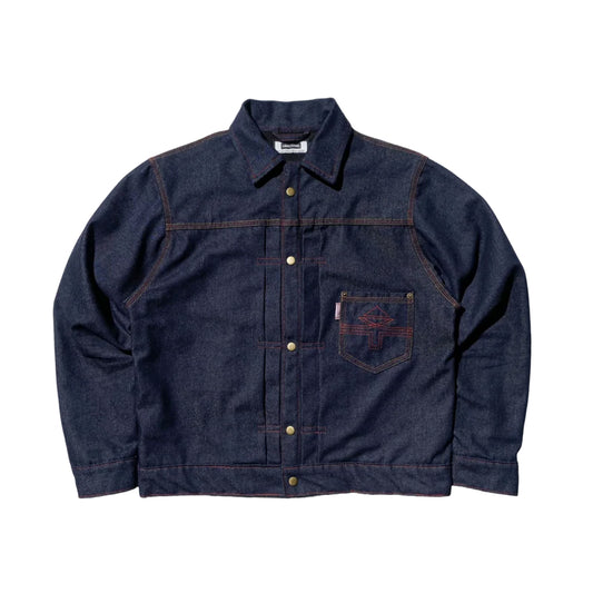 THINKCHAMP - BUCCANEER IRONLINE DENIM TYPE-1 JACKET IN INDIGO BLUE - SCARLET TAG