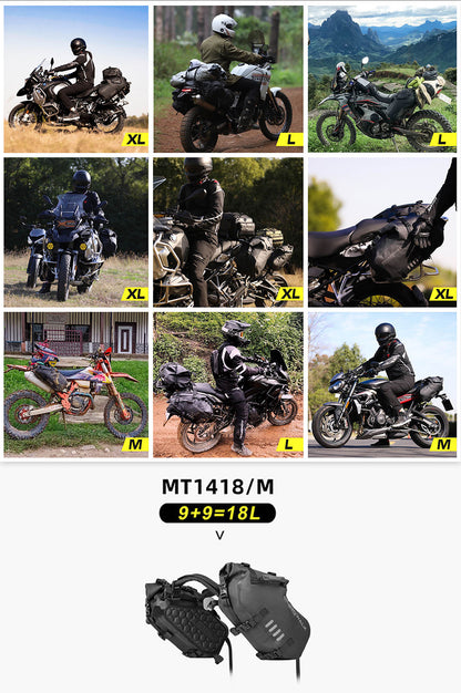 MT1418 - Motorcycle waterproofthrough over saddle bags 9L - 18L