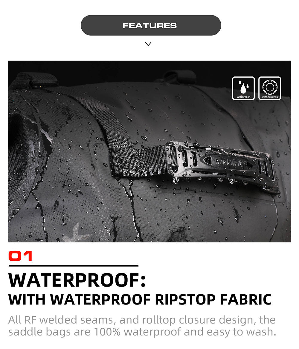 MT1418 - Motorcycle waterproofthrough over saddle bags 9L - 18L