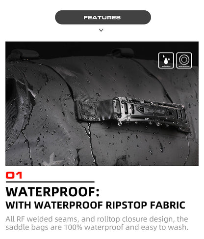 MT1418 - Motorcycle waterproofthrough over saddle bags 9L - 18L