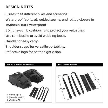 MT1418 - Motorcycle waterproofthrough over saddle bags 9L - 18L