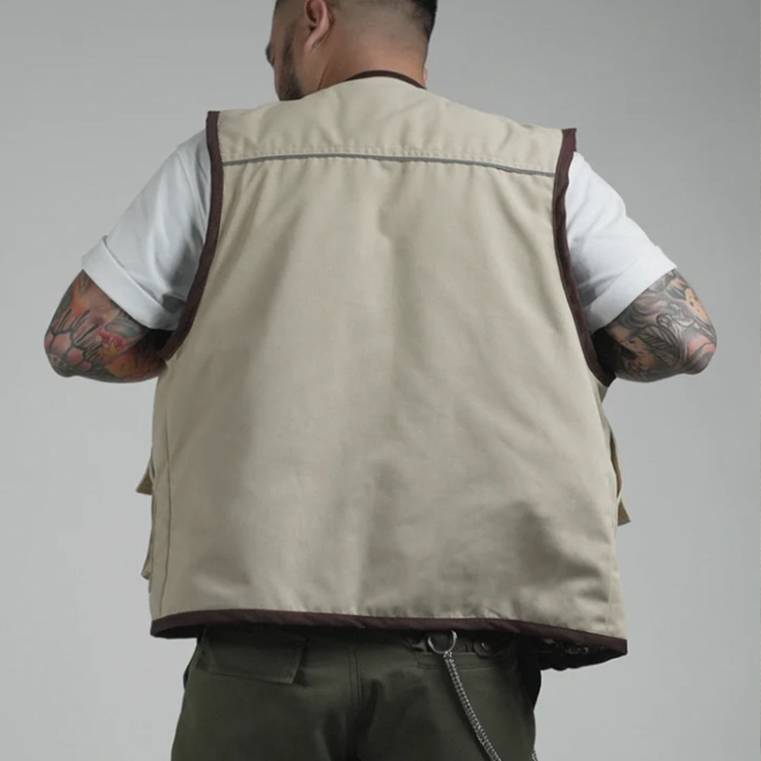 THINKCHAMP - PATHFINDER REVERSIBLE UTILITY VEST IN SAND WHITE AND TIGER CAMOU COLORWAY