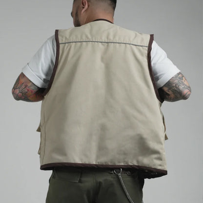 THINKCHAMP - PATHFINDER REVERSIBLE UTILITY VEST IN SAND WHITE AND TIGER CAMOU COLORWAY