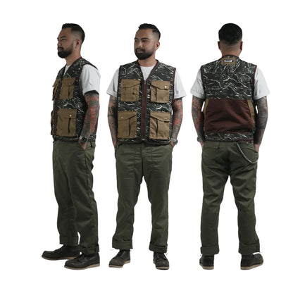 THINKCHAMP - PATHFINDER REVERSIBLE UTILITY VEST IN SAND WHITE AND TIGER CAMOU COLORWAY