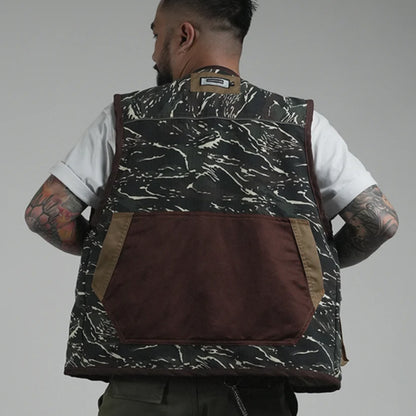 THINKCHAMP - PATHFINDER REVERSIBLE UTILITY VEST IN SAND WHITE AND TIGER CAMOU COLORWAY