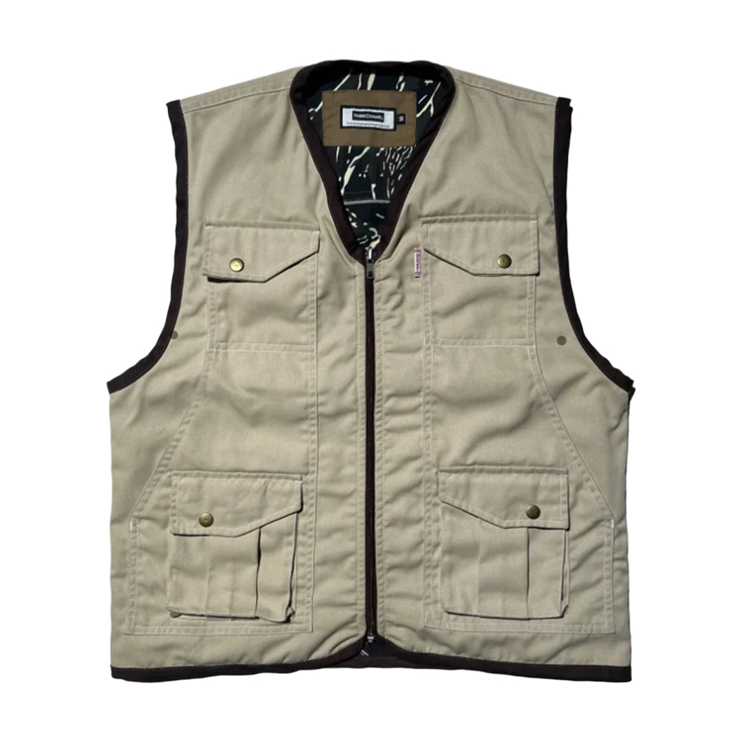 THINKCHAMP - PATHFINDER REVERSIBLE UTILITY VEST IN SAND WHITE AND TIGER CAMOU COLORWAY
