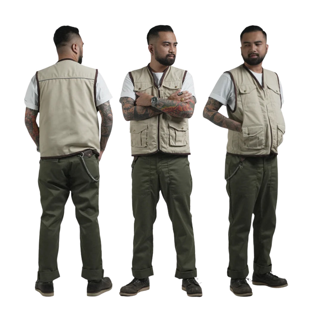 THINKCHAMP - PATHFINDER REVERSIBLE UTILITY VEST IN SAND WHITE AND TIGER CAMOU COLORWAY