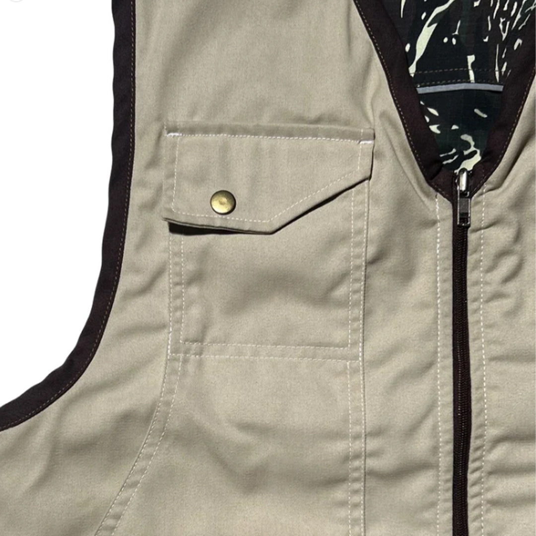 THINKCHAMP - PATHFINDER REVERSIBLE UTILITY VEST IN SAND WHITE AND TIGER CAMOU COLORWAY