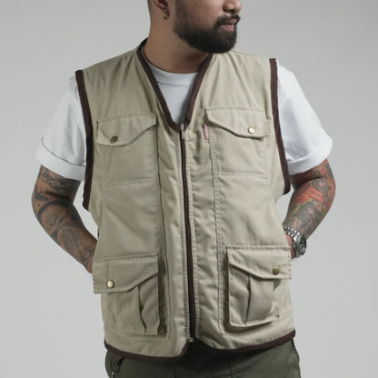 THINKCHAMP - PATHFINDER REVERSIBLE UTILITY VEST IN SAND WHITE AND TIGER CAMOU COLORWAY