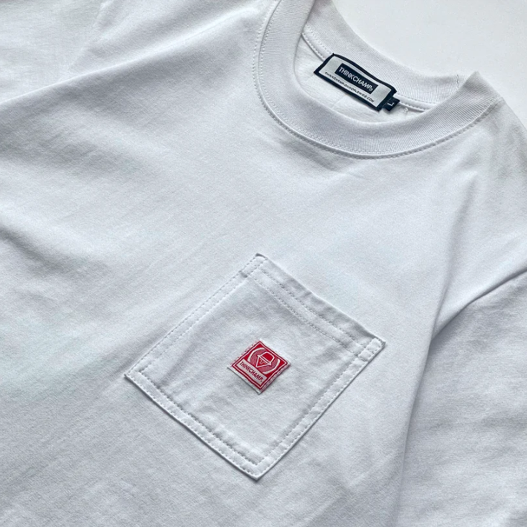 THINKCHAMP - ICONIC POCKET TEE IN WHITE