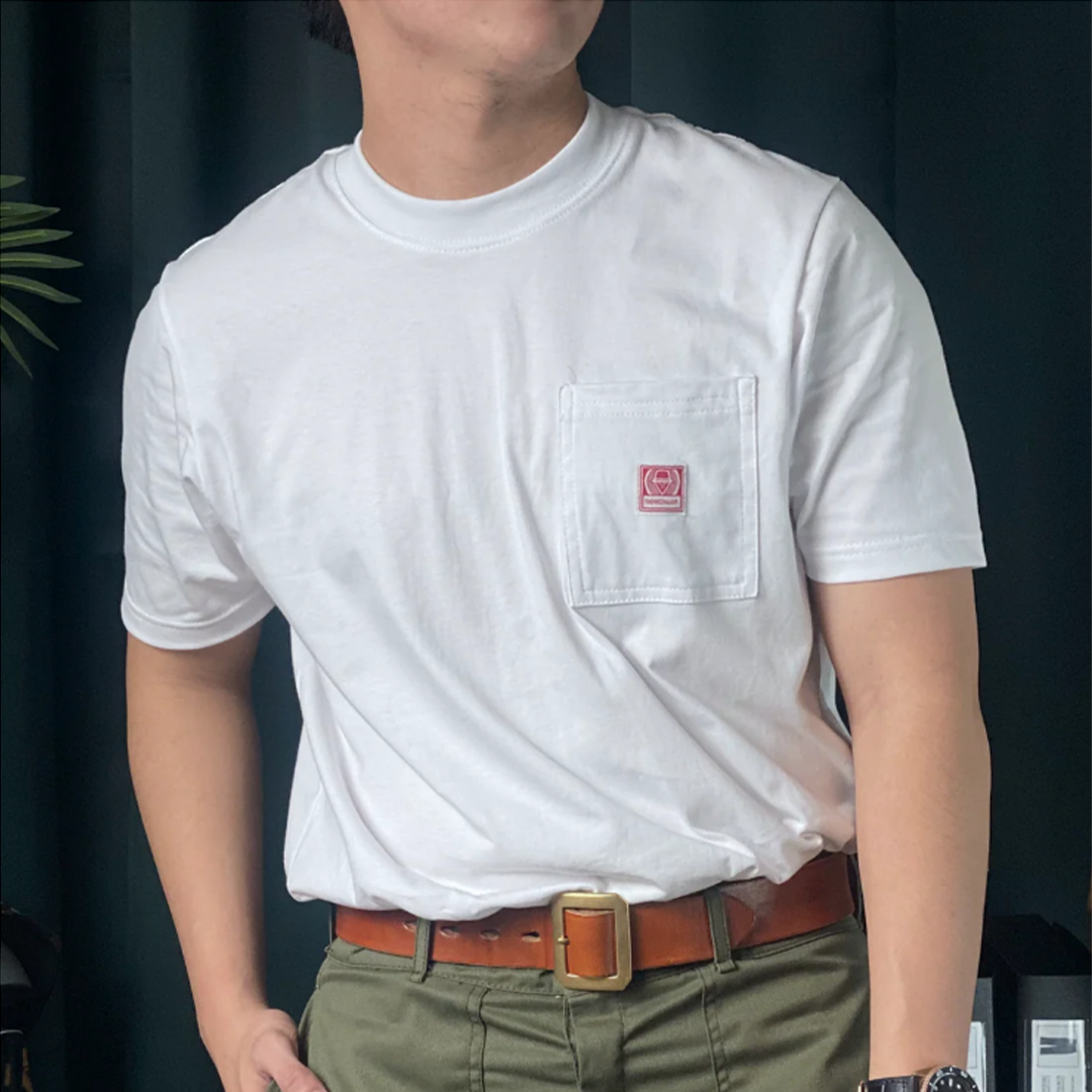 THINKCHAMP - ICONIC POCKET TEE IN WHITE