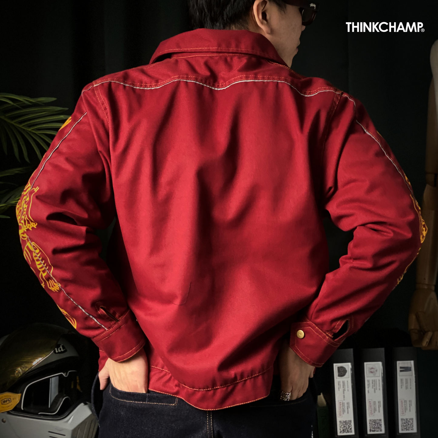 THINKCHAMP - BUCCANEER PANTHERA TIGRIS PADDED-READY JACKET IN CRIMSON COLORWAY
