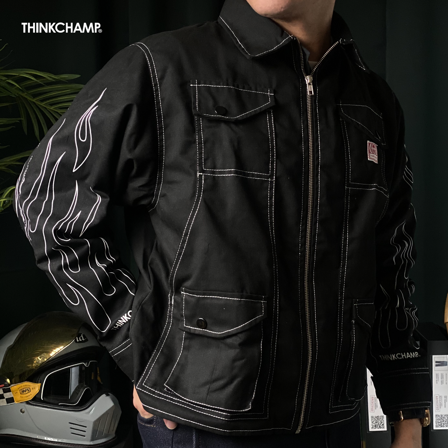 THINKCHAMP - BUCCANEER WHITE FLAMES PADDED-READY JACKET