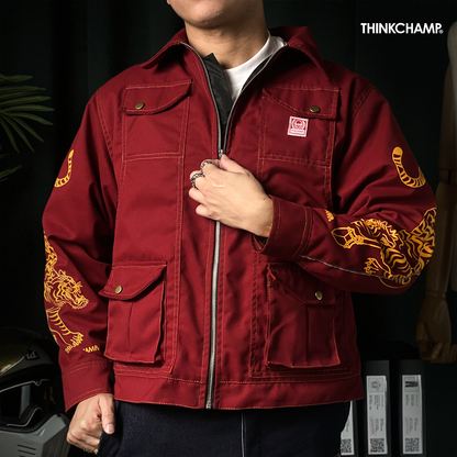 THINKCHAMP - BUCCANEER PANTHERA TIGRIS PADDED-READY JACKET IN CRIMSON COLORWAY