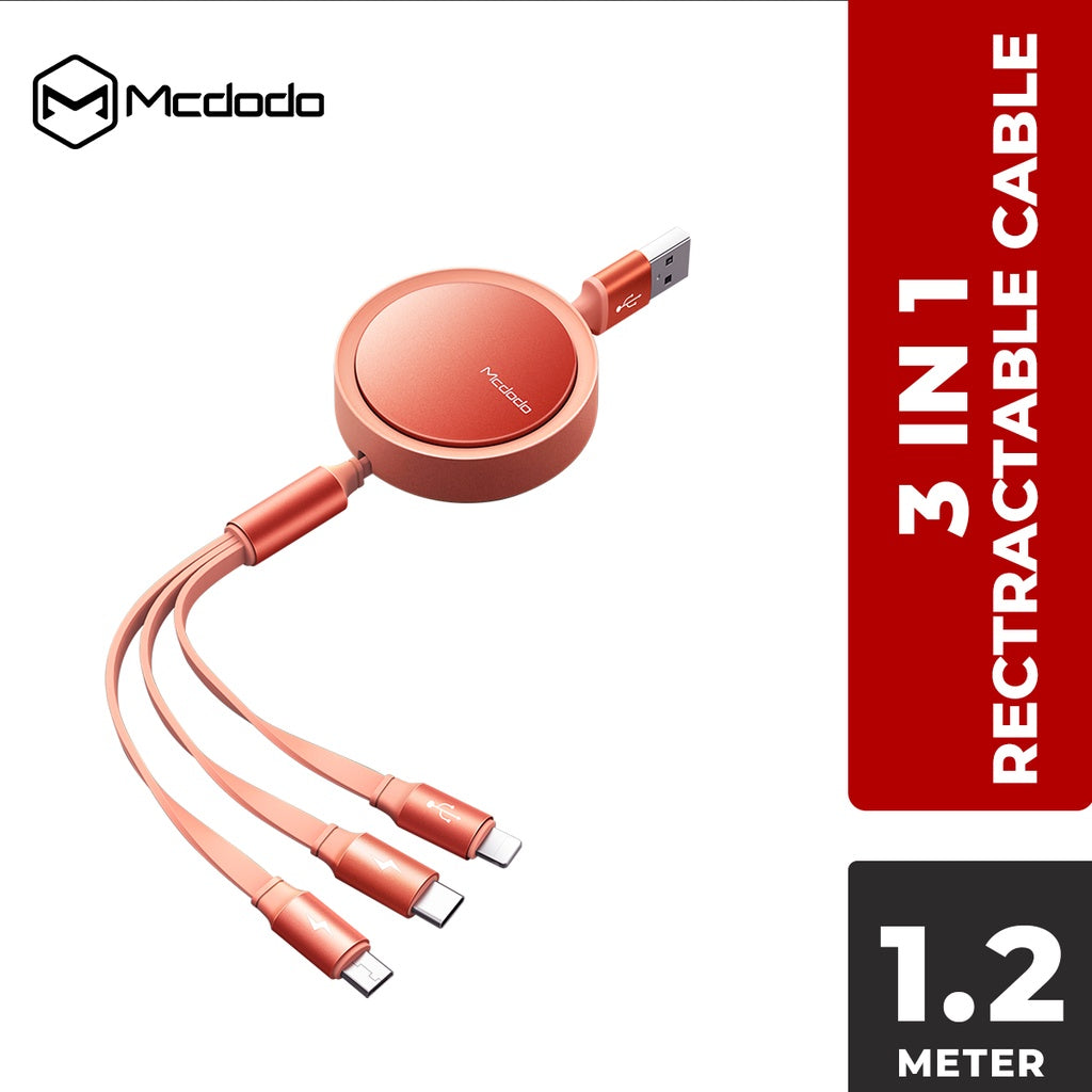 Mcdodo CA-725 Retractable 3 in 1 Cable 1.2m