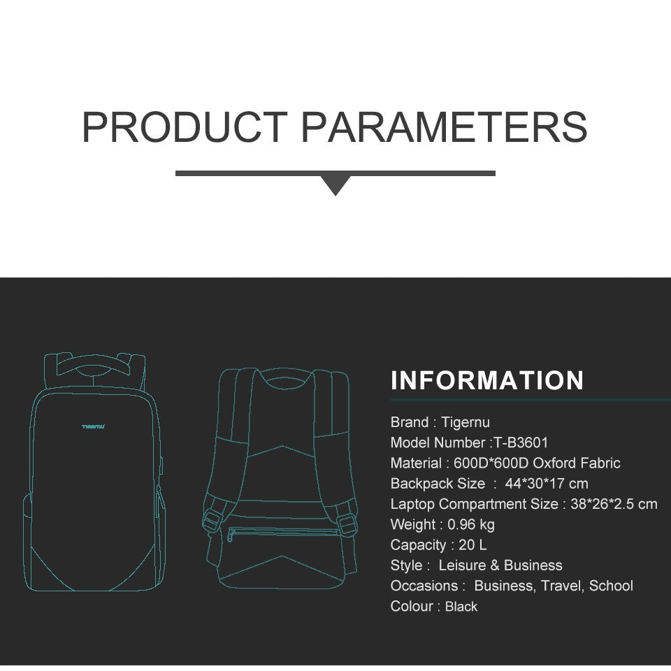 Tigernu T-B3601 15.6 inch Anti Theft Laptop Backpack