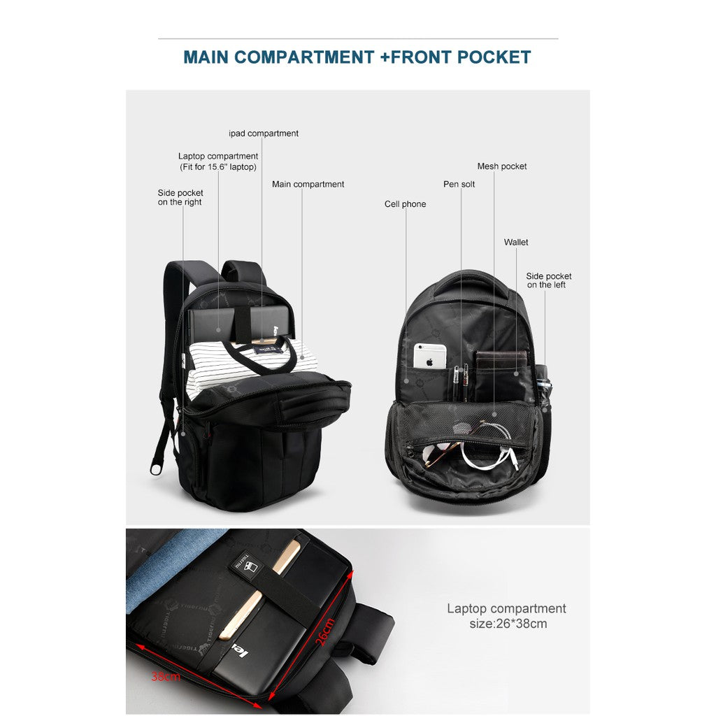 Tigernu T-B3105A 15.6 inch Laptop Anti Theft Travel Backpack with TSA Lock