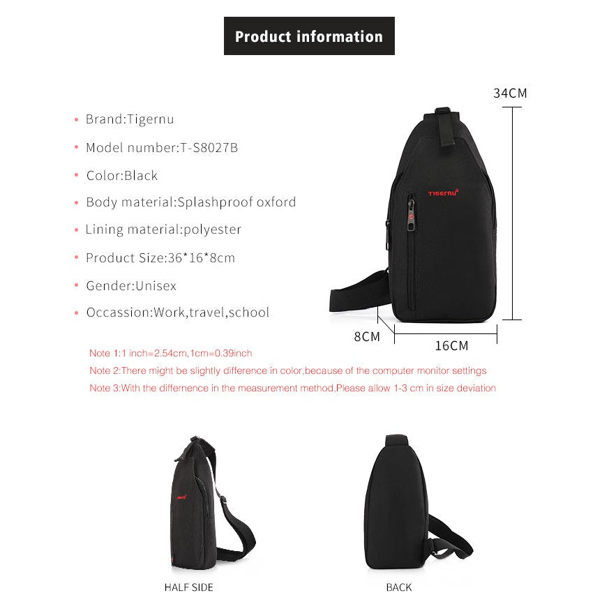 Tigernu T-S8027B Water Resistant Crossbody Travel Bag
