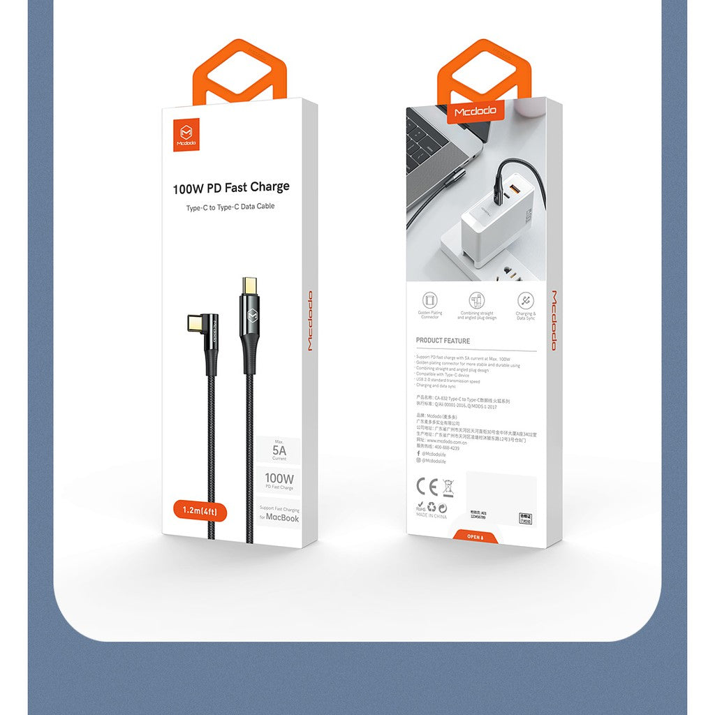 Mcdodo CA-832 100W 90 Degree Type-c to Type-C cable 1.8m